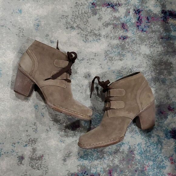 Clarks Tan Suede Heeled Ankle Boots - Picture 6 of 12